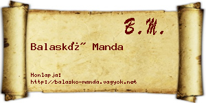 Balaskó Manda névjegykártya